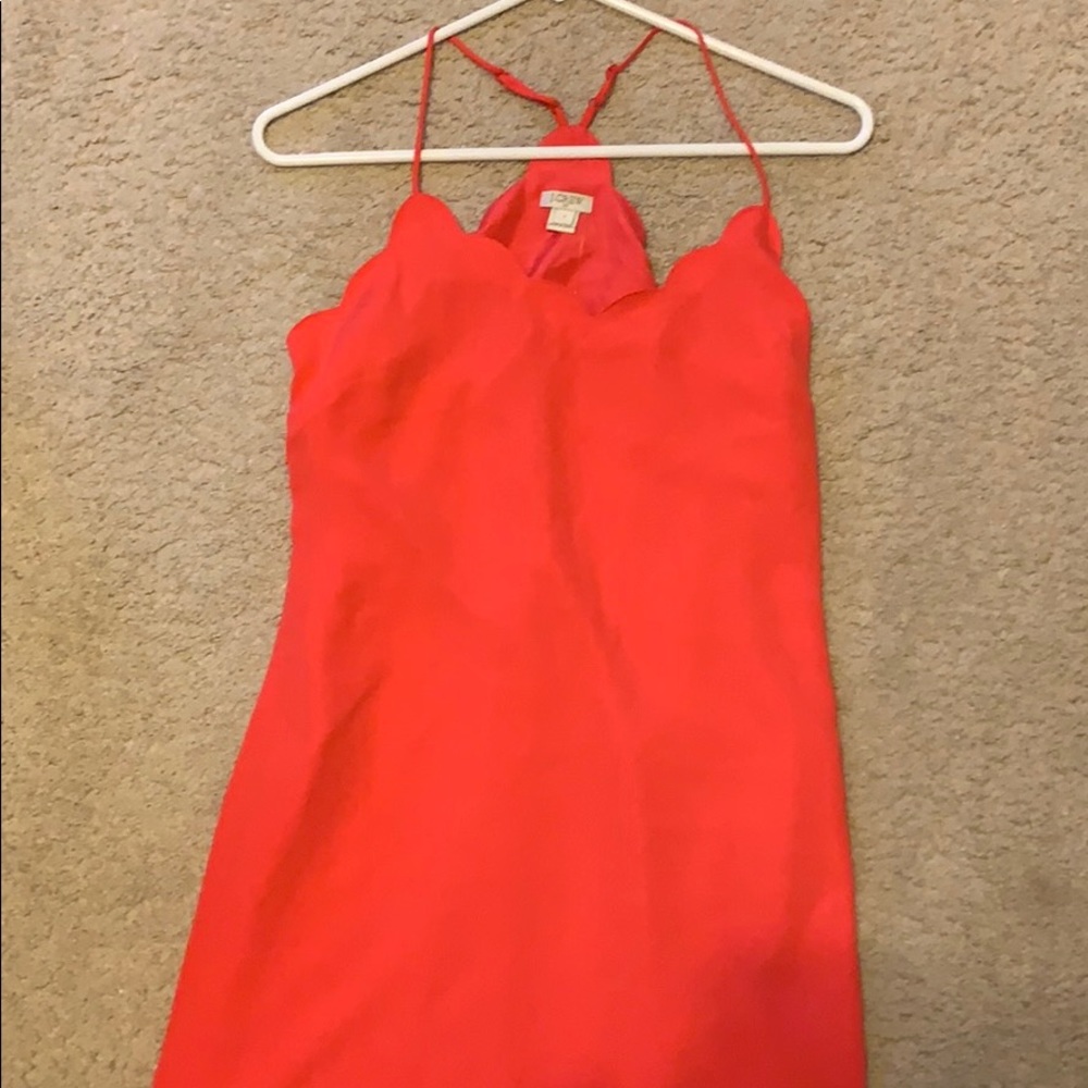Jcrew factory coral scalloped dress
